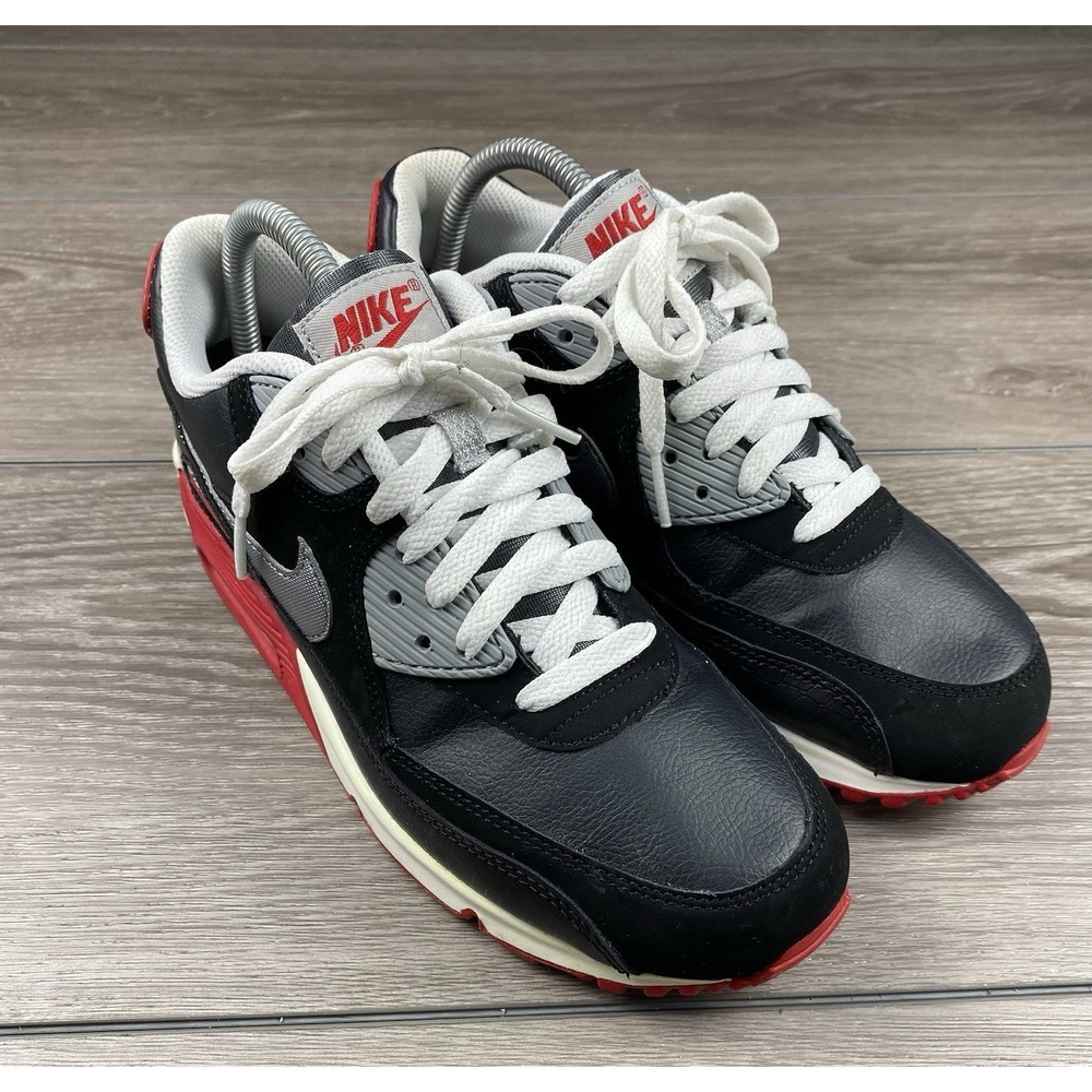 Nike Air Max 90 Black Grey Red Womens 8.5 Youth 7Y 307793-079